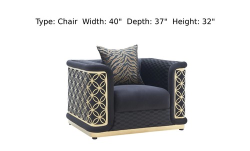 NEW Luxury Black Gold 3PC Sofa Velvet Contemporary Two-Tone Glam Living Room Set - Picture 6 of 6