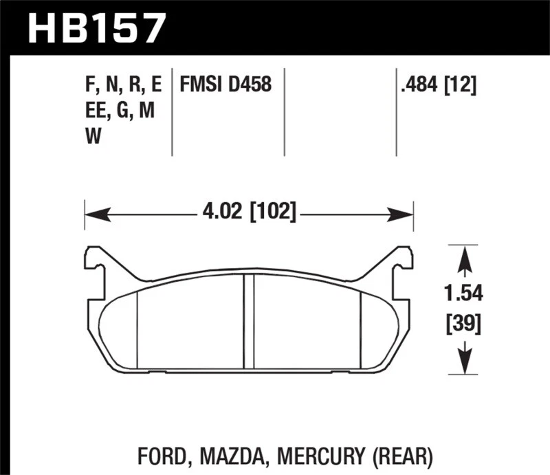 HAWK 1990-1993 MAZDA MIATA MX5 HPS PASTILLAS DE FRENO DELANTERAS TRASERAS ALTO RENDIMIENTO CALLE Foto 3 de 3