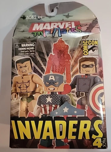 MARVEL MINIMATES Invaders Capitán América Submariner Antorcha Humana Bucky SDCC 4 piezas