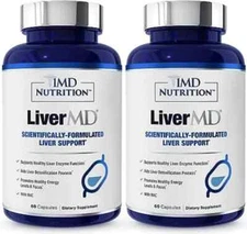 1MD Nutrition LiverMD support healthy liver, 60 Caplets, Exp 07/2027 Pack of 2