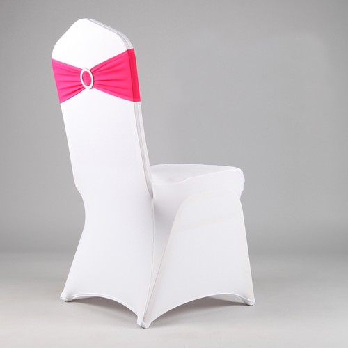 Spandex Stretch Wedding Party Chair Cover Band Sashes With Buckle Bow Slider - Picture 3 of 48