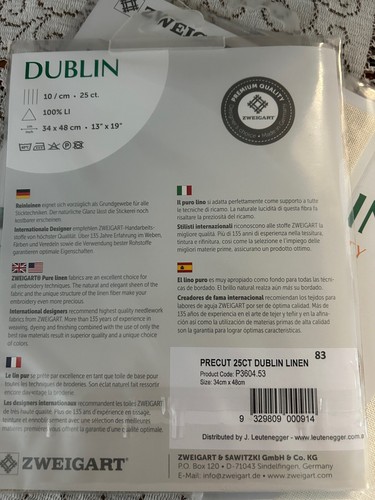 25 CT Dublin LINEN ZWEIGART Embroidery 34X48CM Select by Colour - Combined Post - Picture 2 of 6