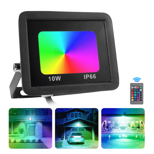 5X Proiettore LED 10W Faro Faretto Esterno RGB con Telecomando e Spina IT - Foto 7 di 12