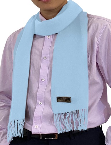 Light Blue Men's Solid Color Design Nepalese Fashion Scarf Seconds Wrap Scarves - Picture 8 of 12