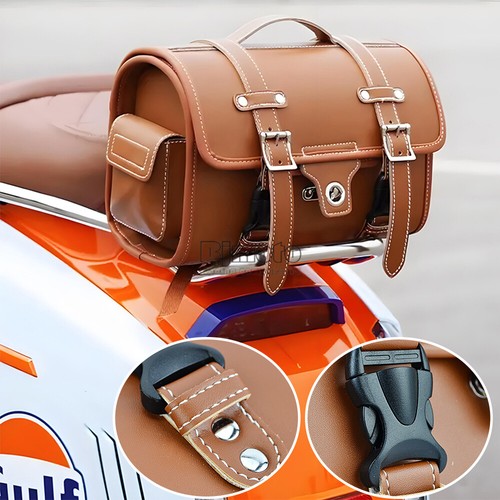 Universal Motorcycle PU Leather Side Saddlebag Waterproof Tool Storage Luggage - Imagen 2 de 19