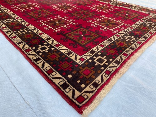 4x7 Handmade Afghan Baluchi Antique Rug Traditional Turkmen Tribal Wool Carpet - Picture 9 of 19