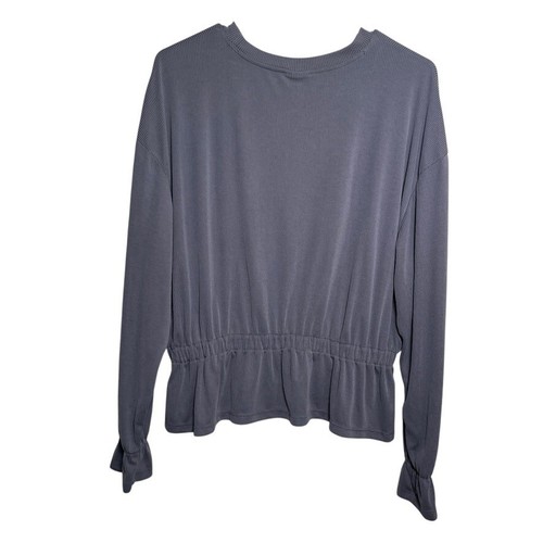 A New Day Bluse Damen mittelgrau gerippt Langarm Rüschen Rundhals - Bild 5 von 9