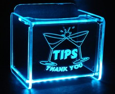 LED Glowing Acrylic Tip Box - Martini Glass Design- 7 color choices-9V Battery