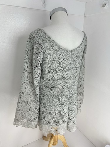 Lan Ting Bride NWT Gray Lace Dress XL Padded Bra Formal Wedding Cocktail NEW - Picture 9 of 14