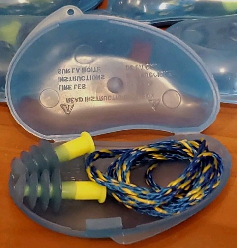 10 tappi per orecchie Howard Leight Fusion FUS30S-HP riutilizzabili con cavo blu con custodia - Foto 2 di 3