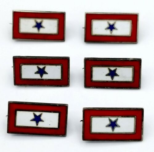 Antique Sterling Silver WWII Gold Star Service Banner Pin Mother Lost Son #P44 - Picture 3 of 4