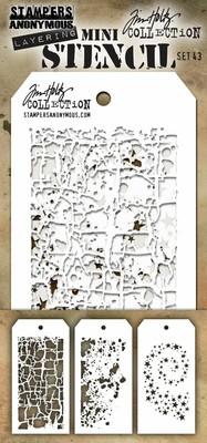 Tim Holtz Mini Layered Stencil Set 3//Pkg-Set #4 MTS-4
