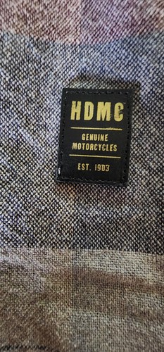 Harley-Davidson Slim Fit Medium Scale Up Plaid Long Sleeve Shirt Blue Tan NWT - Picture 3 of 17