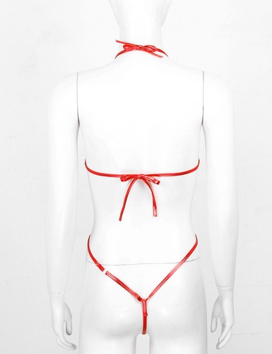 Damen Metallic Dessous Stringbody Neckholder Einteiler Micro Bikini Badeanzug - Bild 8 von 107