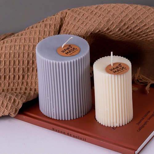 Striped Cylindrical Candle Silicone Mold Handmade Scented Candle Making Wax Moul - Picture 5 of 27