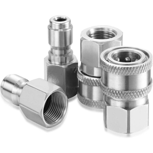 4 Sets NPT 3/8 Inch Stainless Steel Male and Female Quick Connector Kit Pressure - Picture 5 of 7