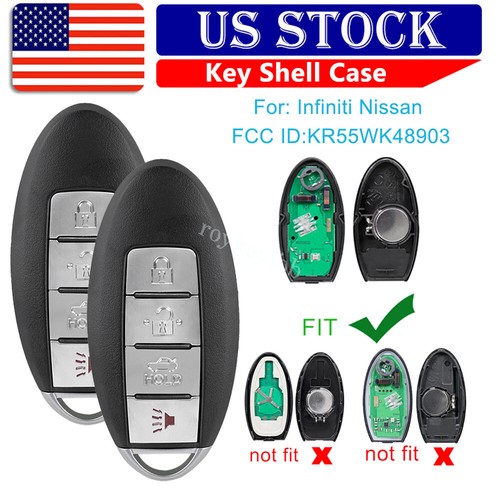 2 Replacement Car Fob Key Shell Case for Infiniti G35 G37 2008 2009 KR55WK48903 - Picture 1 of 9