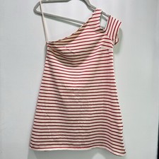 Anthropologie Maeve Red White Stripe Marketa Cold Shoulder Mini Dress Size XS