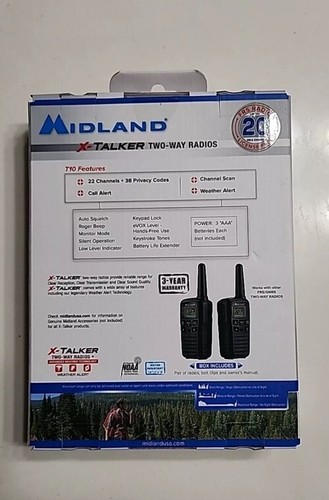 Midland X-Talker Two Way Radio Walkie Talkies Weather Alert 20 Mile Range Sealed - Picture 2 of 2