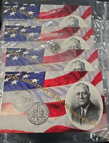 Lot of (4) 1996-W Roosevelt Dimes with COA
