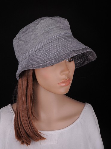 JM420 Gris Flor Fría Para mujeres Alama Redonda Gorra de Algodón Verano Playa Sol Sombrero Cubo - Imagen 4 de 5