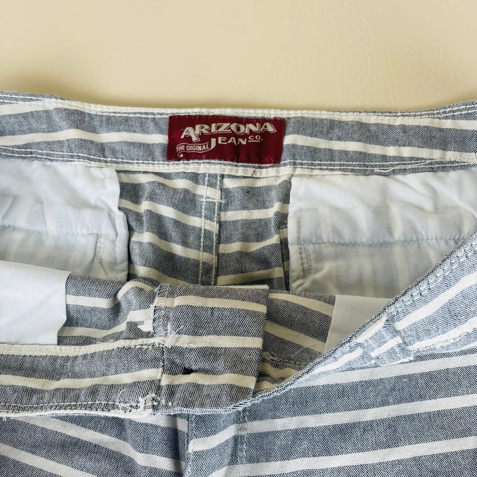 Pantalones Cortos Arizona Jeans Gris Blanco Rayas Mezcla de Algodón Tabla Skate Talla 36 Bolsillos Foto 2 de 4