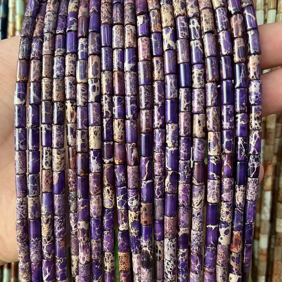 4x8mm Colorful Cylinder Natural Imperial Jasper Tube Beads for Jewelry Making - Image 3 of 4