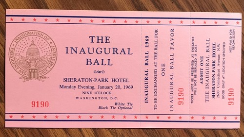 JANUARY 20 1969 RICHARD NIXON INAUGURAL BALL TICKET w/STUBS & 8x10 PICTURE 9190 - Picture 2 of 2