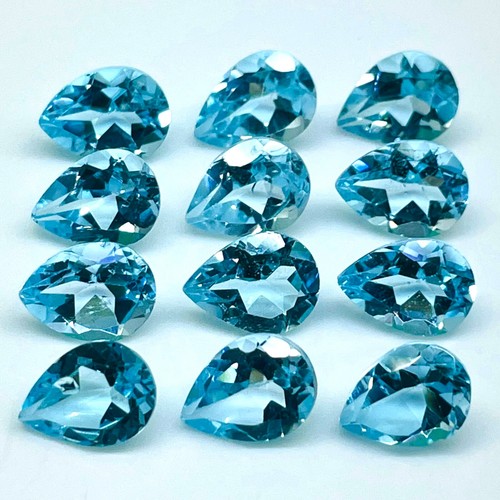 VVS 12 Stck. Natürlicher Himmelblautopas 8x6 mm Birnenschliff Top Qualität Lose Edelsteine Posten - Bild 4 von 9