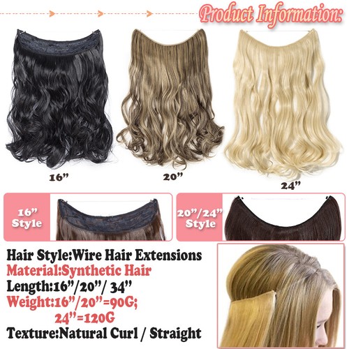 US One Piece Real Natural Secret Wire Softs Hair Extension 100% Thick As Human - Picture 5 of 46
