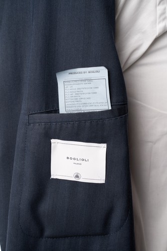 BOGLIOLI Blue Sport Coat Herringbone All Seasons Wool K Jacket 44 R (EU 54) - Picture 8 of 8