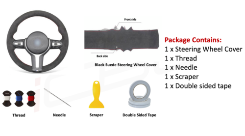 For Bmw steering wheel cover Black Alcantara Hand-stitched Suede F30 F80 F82 M3 - Picture 3 of 12