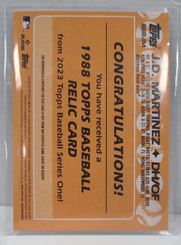 2023 Topps Series 1 J.D. MARTINEZ Game-Used Jersey Relic JD 1988 88r-jm - Picture 2 of 2