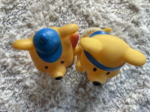 Vintage Rubber Baseball Bear Set of 2 Infant Baby Squeak Toys Sports Cake Topper - Picture 7 of 7