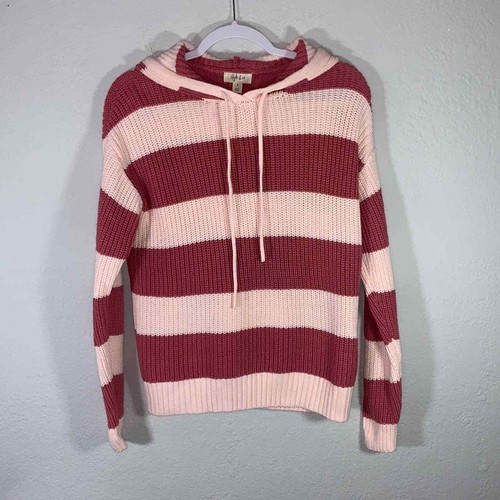 Style & Co Pink Striped Knitted Pullover Hoodie - Picture 8 of 9