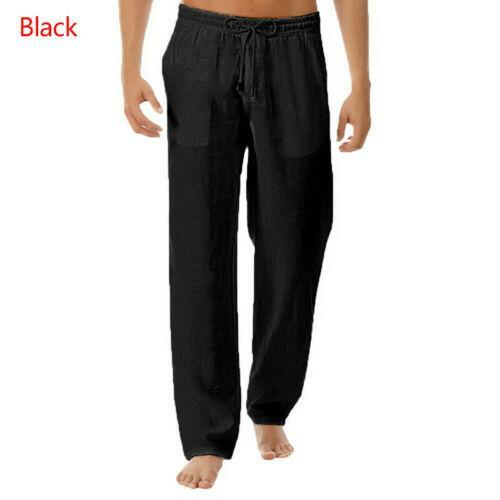 Mens Cotton Linen Loose Pants Casual Drawstring Beach Yoga Baggy Long Trousers  - Bild 13 von 17