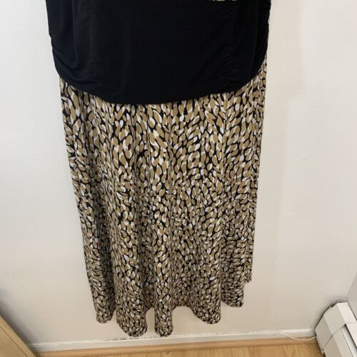 Chelsea Suite langes Kleid 24 W Strick braun Druck Empire Stretchstrick ärmellos - Bild 3 von 11