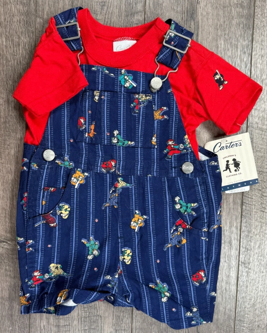 Baby Boy Clothes New Vintage Carter's 3-6 Month 2pc Baseball Shortalls Outfit
Opens in a new window 