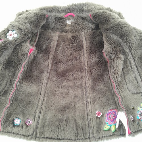 M&S Coat 3-4 Years Pink Girls Jacket Kids Autograph Faux Suede Fur Lined - Picture 6 of 11