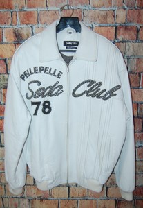 Mens 46 Pelle Pelle " Soda Club " White Leather Bomber ...