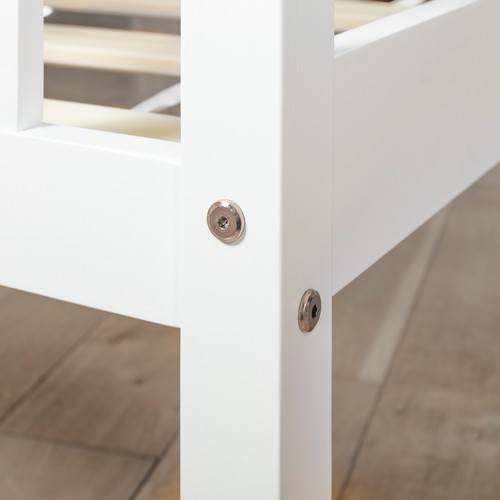 Double Bed Frame Wood White Wooden Bed Frame 4'6FT Bed For Adults Kids 190x 35cm - Picture 11 of 12