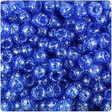 BeadTin Dark Sapphire Sparkle 9mm Barrel Pony Beads 500pcs 