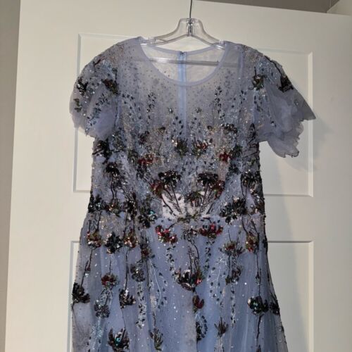 New | Mac Duggal Beaded Embellished Flutter Sleeve GownPeriwinkle 18 | 20436 - Picture 6 of 9