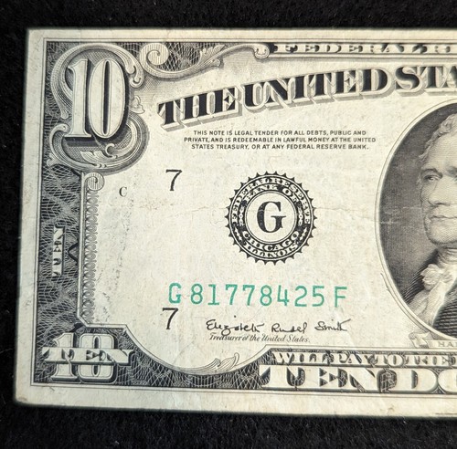 United States 1950C $10 Federal Reserve Note. USA Circulated Bill - Picture 2 of 7