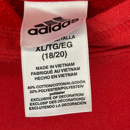 Adidas Logo Hoodie Kid Extra Large Red Black Unisex Casual Front Kangaroo Pocket - Picture 10 of 12