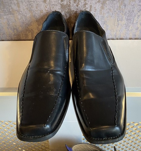 Herren Clarks Slipper schwarz Leder Halbschuhe Smart formell UK 10 eckige Zehennaht - Bild 3 von 10