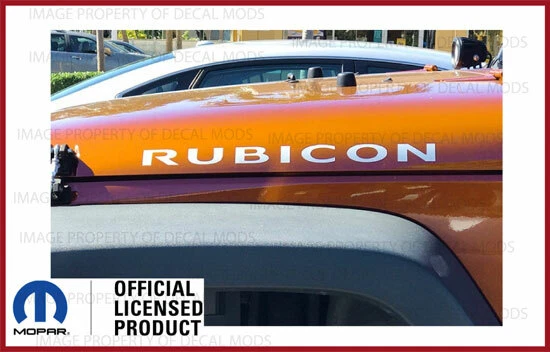 2x Jeep Wrangler RUBICON Hood Decals Stickers JK 2007-2018 Silver Metallic SJ4T6 - Image 2 of 2