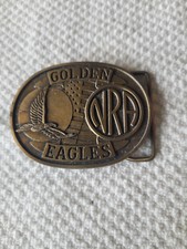 NRA golden eagel brass belt buckle 2 1/4&quot; x 3&quot;