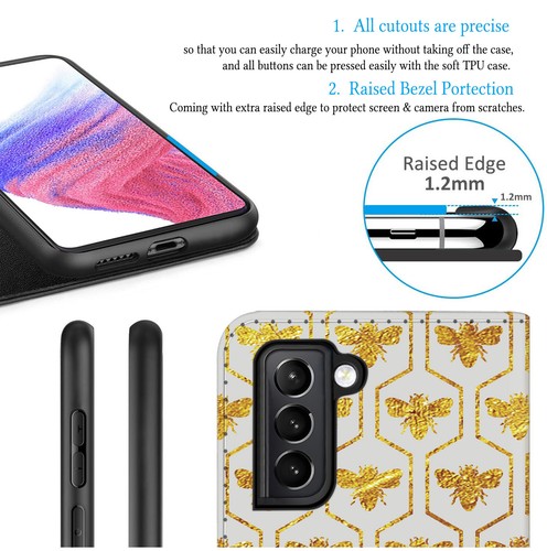 Stand Wallet Leather For Samsung Galaxy S23 S22 S24 Personalised Phone Bee Cover - Picture 49 of 100