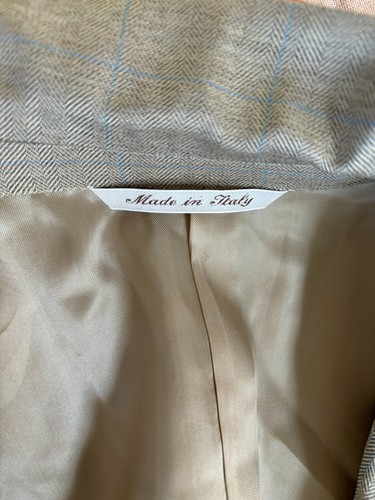 Canali Andrisen Morton Tan Herringbone Lined Sports Coat Jacket Size 56R Pockets - Picture 14 of 18